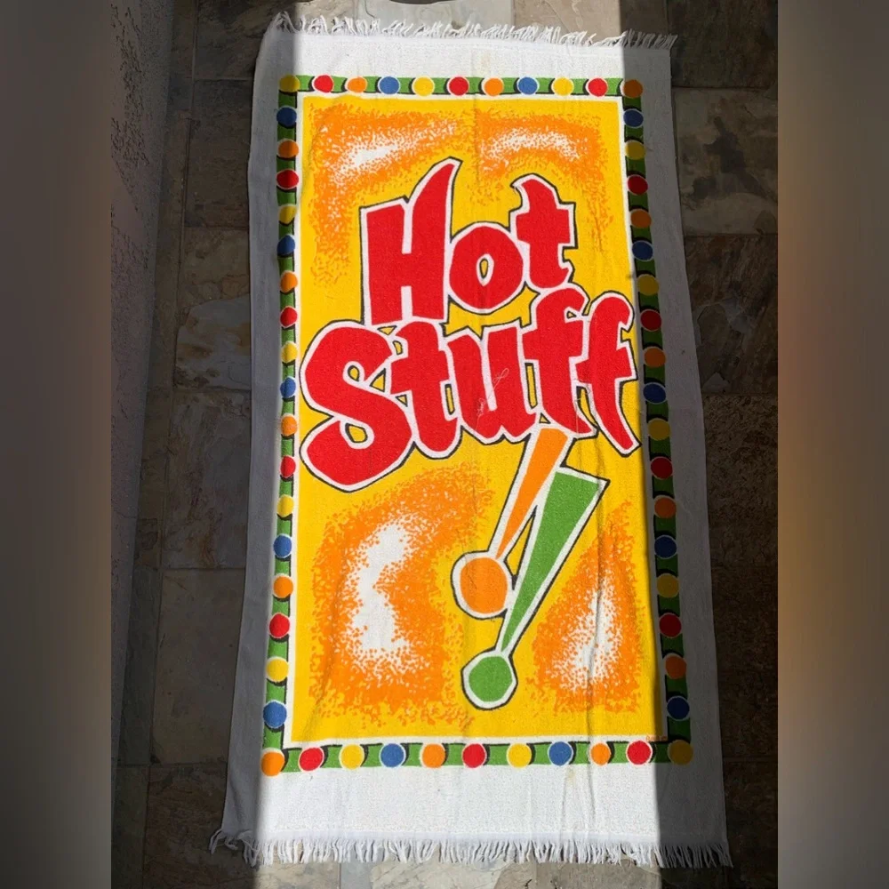 Vintage 80s Hot Stuff Terrycloth Beach Towel